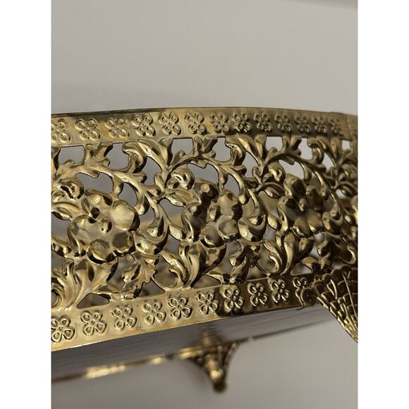 Vintage Karew “The Cosmetic Basket” Gold Footed Bathroom Vanity Tray Made In USA - Picture 10 of 14